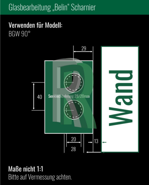 Duschtürscharnier "Berlin" 90° Glas/Wand BGW 90 DIN Rechts – Bild 4